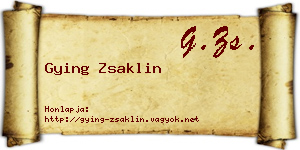 Gying Zsaklin névjegykártya